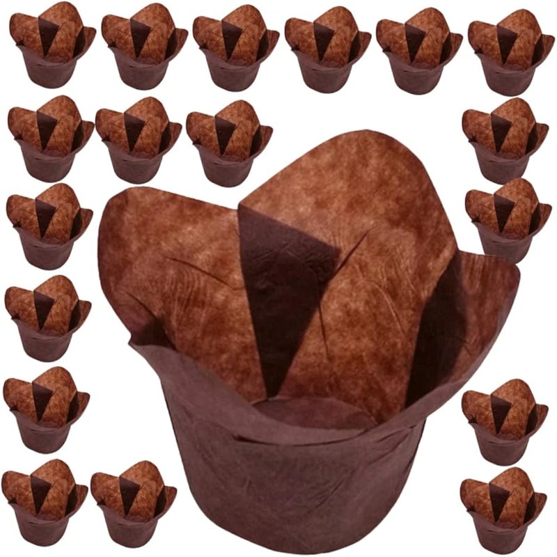 Gatuida 100pcs Greaseproof Cupcake Liners Medium Size Lotus Style Baking Paper Cups - Image 1